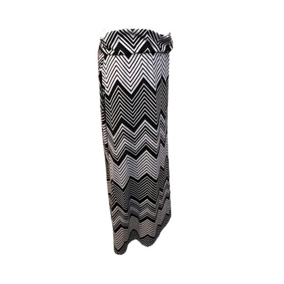 Women’s XL Magazine Black White Chevron Zig Zag Geometric Maxi Skirt - Picture 6 of 7